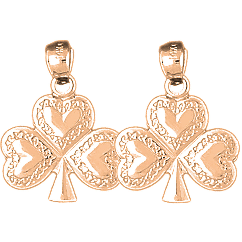 14K or 18K Gold 24mm Shamrock, Clover Earrings