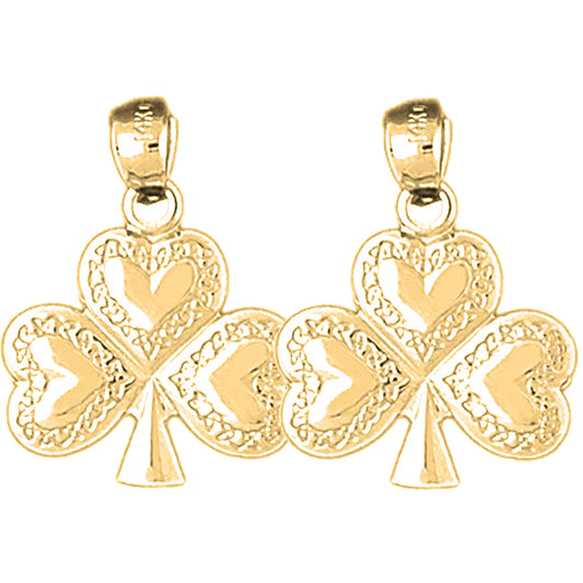 14K or 18K Gold 24mm Shamrock, Clover Earrings