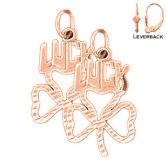 Pendientes de trébol y trébol de oro de 14 quilates o 18 quilates de 25 mm