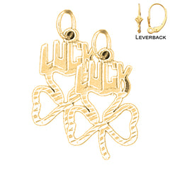 Pendientes de trébol y trébol de oro de 14 quilates o 18 quilates de 25 mm