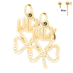 Sterling Silver 25mm Shamrock, Clover Earrings (White or Yellow Gold Plated)