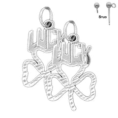 Sterling Silver 25mm Shamrock, Clover Earrings (White or Yellow Gold Plated)