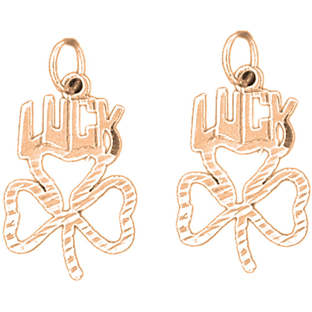 14K or 18K Gold 25mm Shamrock, Clover Earrings