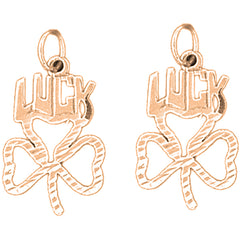 14K or 18K Gold 25mm Shamrock, Clover Earrings