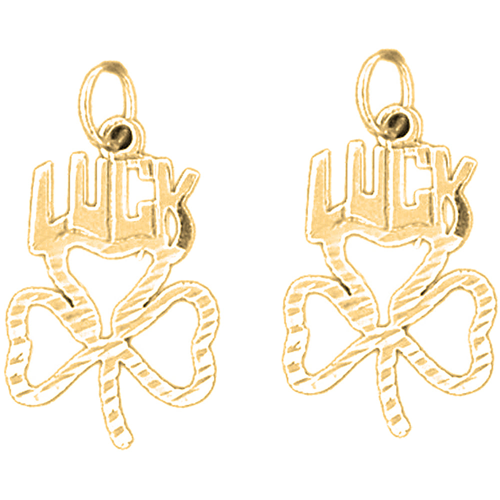 14K or 18K Gold 25mm Shamrock, Clover Earrings