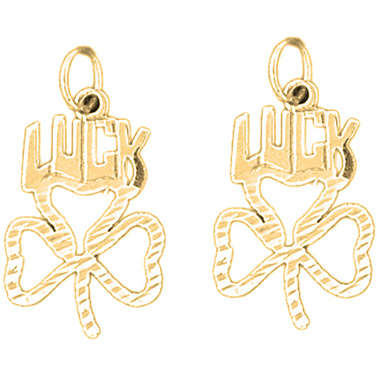 14K or 18K Gold 25mm Shamrock, Clover Earrings