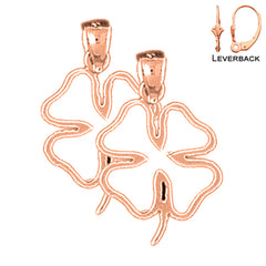 Pendientes de trébol y trébol de oro de 14 quilates o 18 quilates de 23 mm