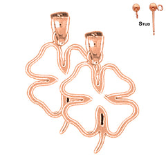 Pendientes de trébol y trébol de oro de 14 quilates o 18 quilates de 23 mm