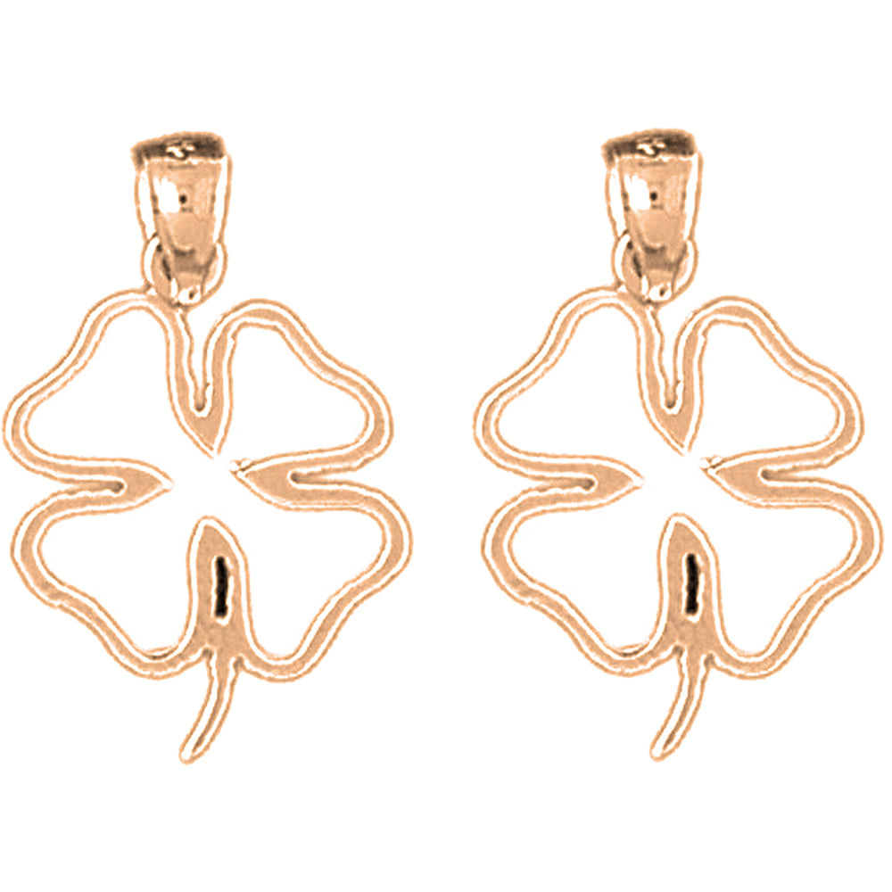 14K or 18K Gold 23mm Shamrock, Clover Earrings