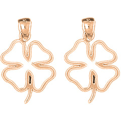 14K or 18K Gold 23mm Shamrock, Clover Earrings