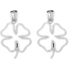 14K or 18K Gold 23mm Shamrock, Clover Earrings