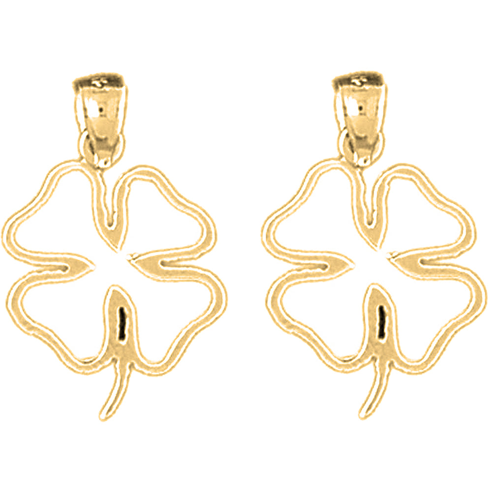 14K or 18K Gold 23mm Shamrock, Clover Earrings