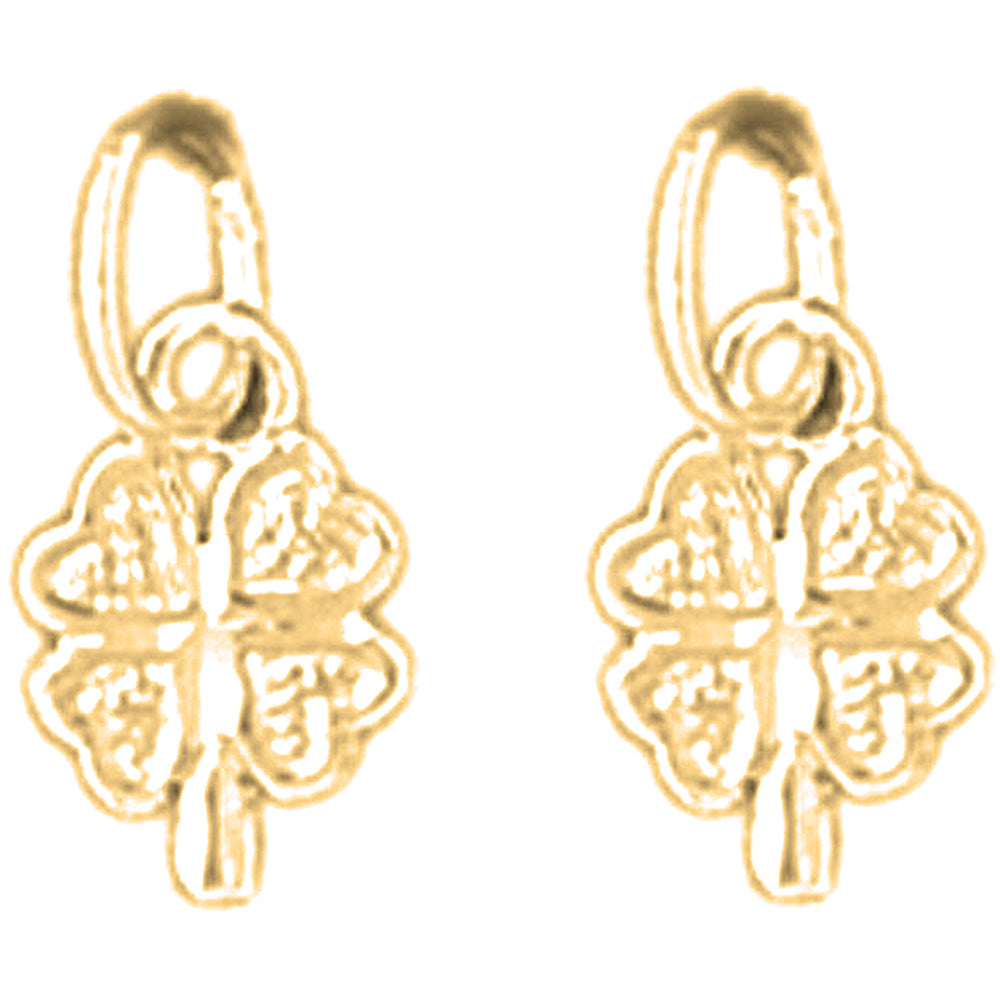 Yellow Gold-plated Silver 12mm Shamrock, Clover Earrings