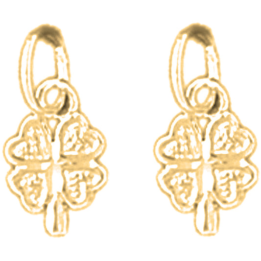 14K or 18K Gold 12mm Shamrock, Clover Earrings