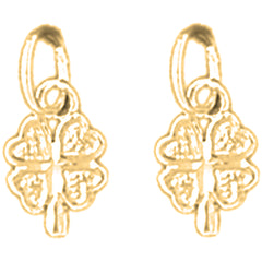 14K or 18K Gold 12mm Shamrock, Clover Earrings