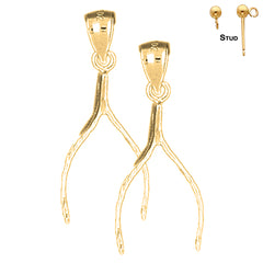 Pendientes de hueso de deseo de 30 mm de plata de ley (chapados en oro blanco o amarillo)