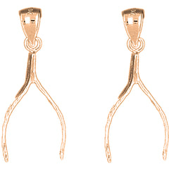 14K or 18K Gold 30mm Wish Bone Earrings