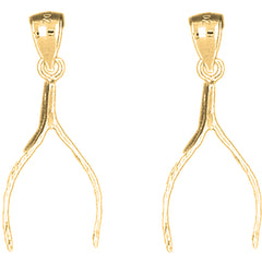 14K or 18K Gold 30mm Wish Bone Earrings