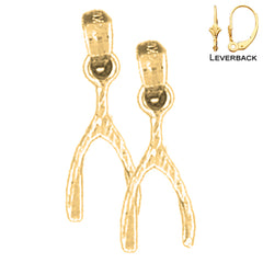 Sterling Silver 19mm Wish Bone Earrings (White or Yellow Gold Plated)