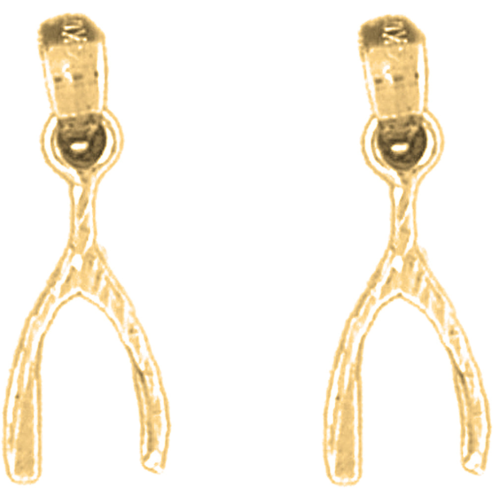 Yellow Gold-plated Silver 19mm Wish Bone Earrings