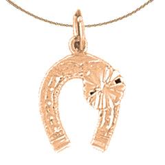 Herradura de oro de 14K o 18K con trébol, colgante de trébol