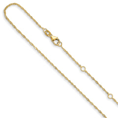 10K Yellow Gold 1.25mm Singapore 1in+1in Adjustable Chain