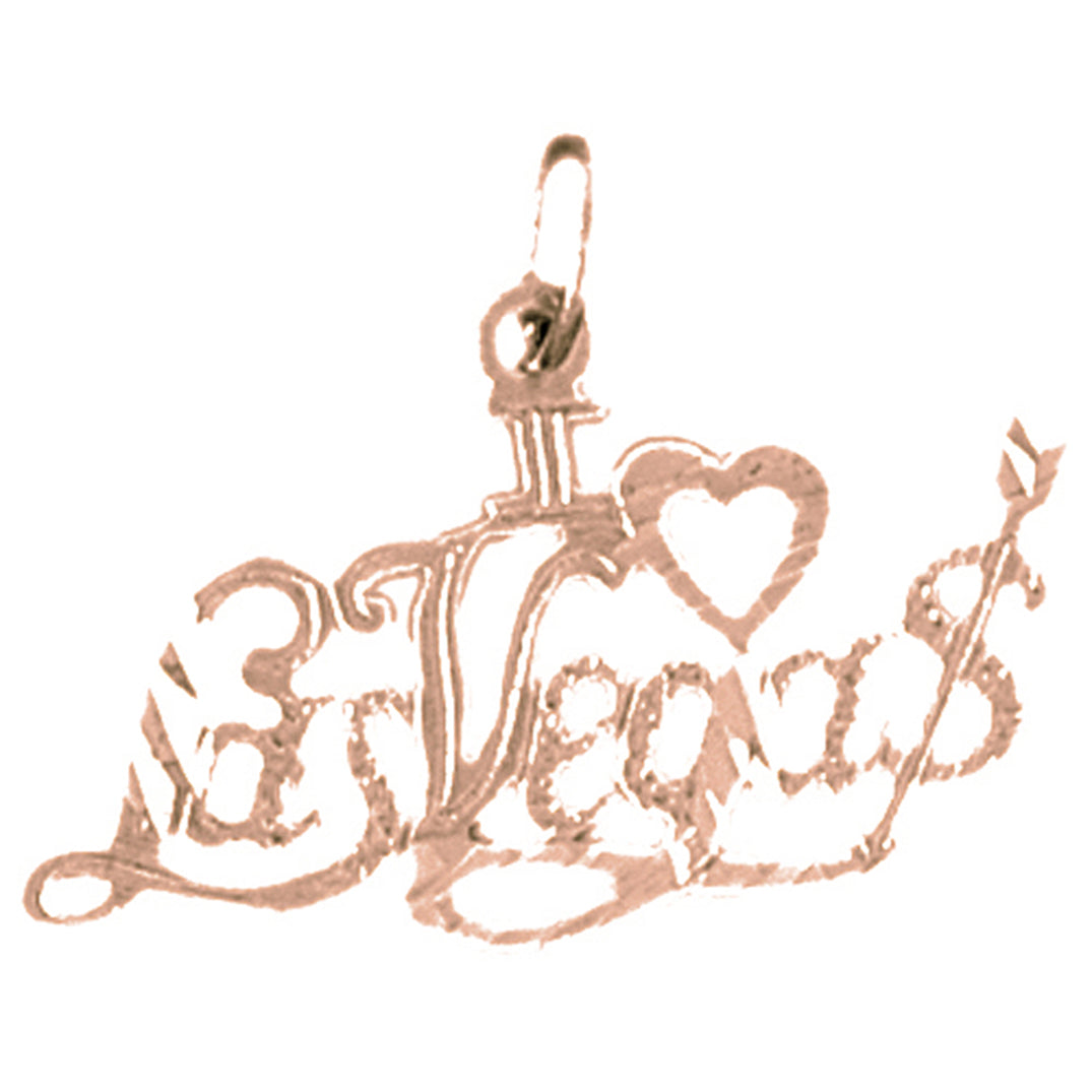 14K or 18K Gold I Love Las Vegas Pendant