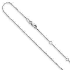 10K White Gold .85mm Box 1in+1in Adjustable Chain