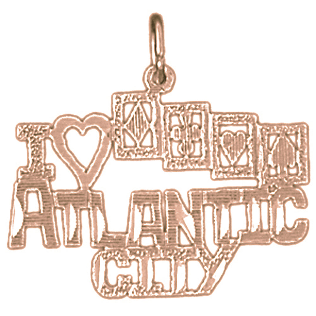 14K or 18K Gold I Love Atlantic City Pendant