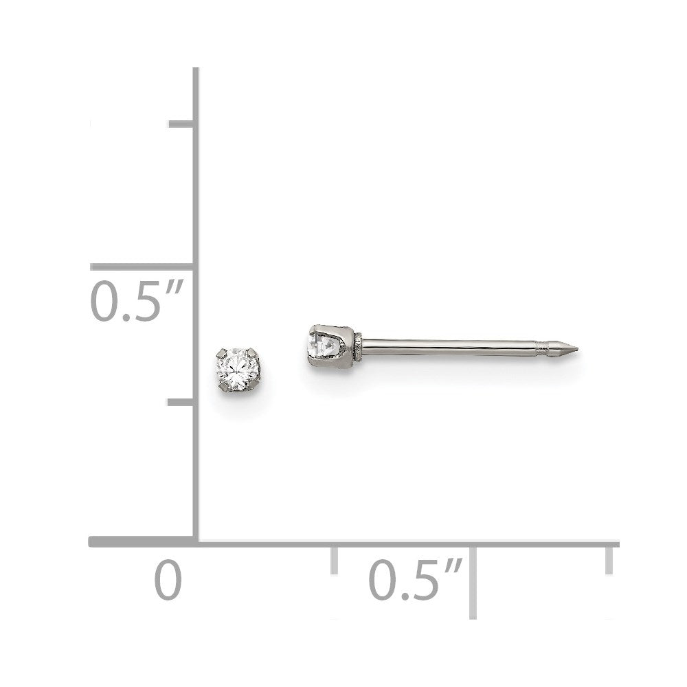 Inverness Stainless Steel Polished 2mm CZ Post Earrings