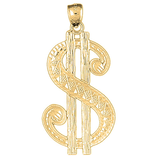 10K, 14K or 18K Gold Large Dollar Sign Pendant