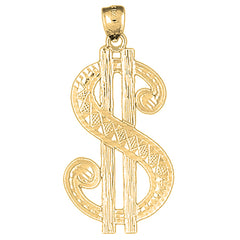 10K, 14K or 18K Gold Large Dollar Sign Pendant