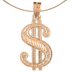 14K oder 18K Gold Dollarzeichen Anhänger