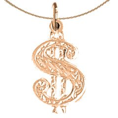 14K oder 18K Gold Dollarzeichen Anhänger