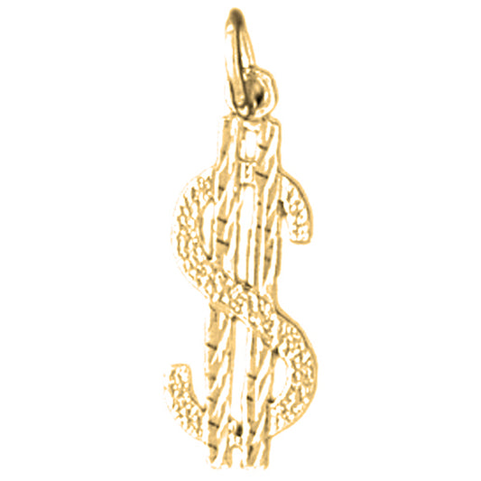 14K or 18K Gold Dollar Sign Pendant