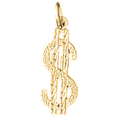 14K or 18K Gold Dollar Sign Pendant