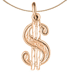14K oder 18K Gold Dollarzeichen Anhänger