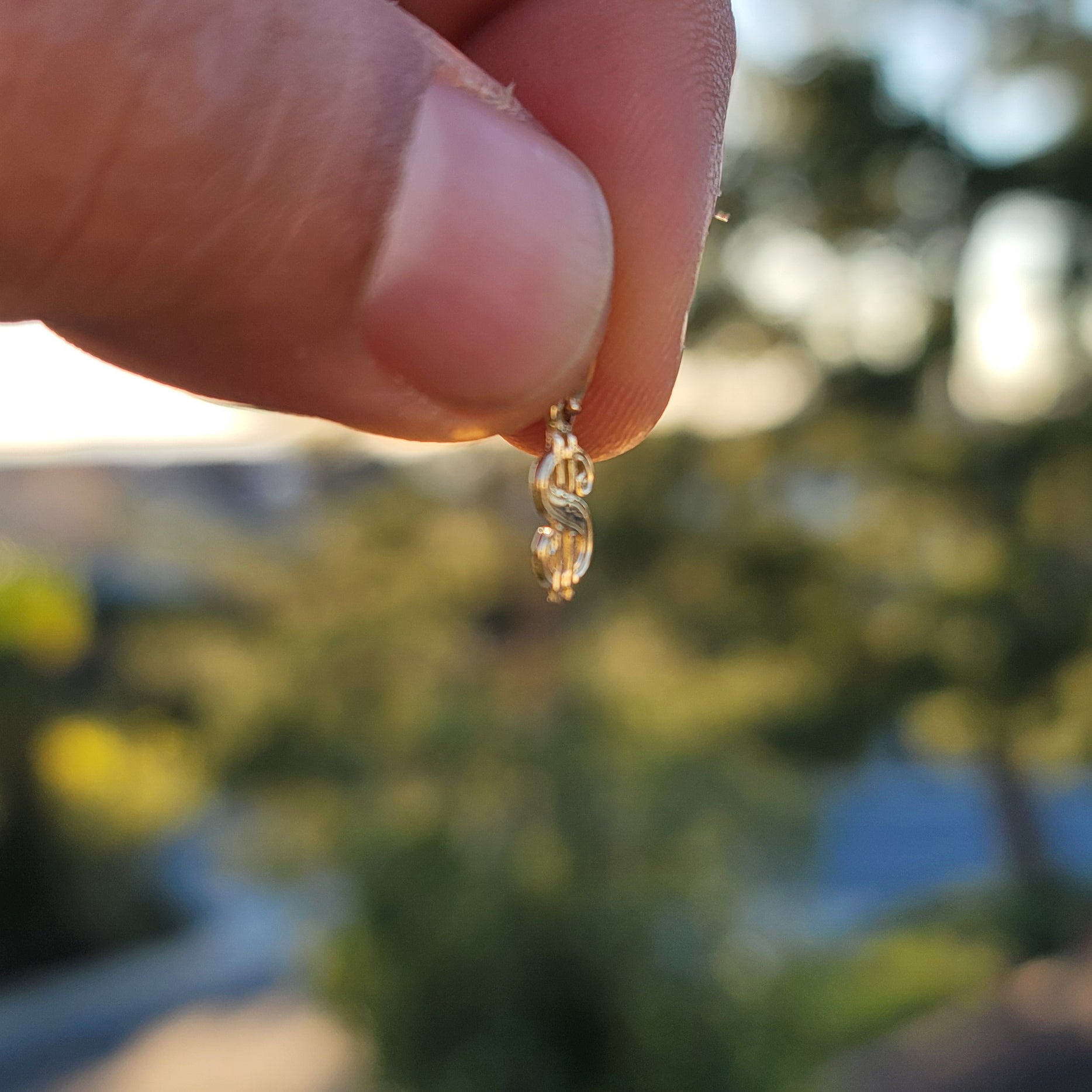 14K or 18K Gold Dollar Sign Pendant