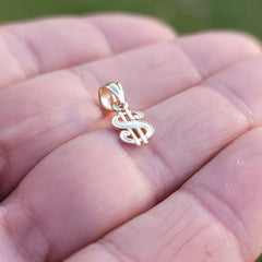14K or 18K Gold Dollar Sign Pendant