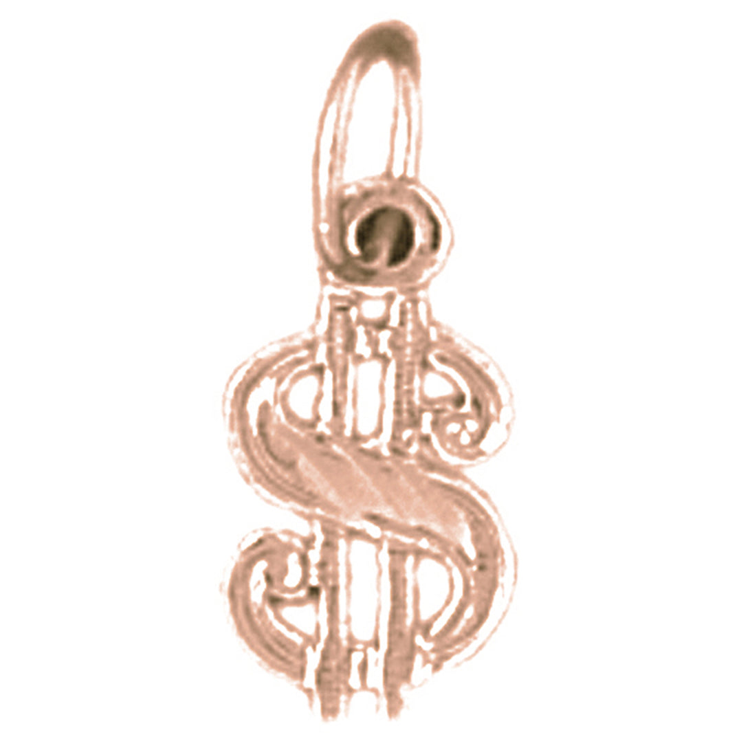 14K or 18K Gold Dollar Sign Pendant