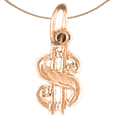 14K or 18K Gold Dollar Sign Pendant