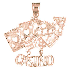 10K, 14K or 18K Gold Casino With Cards Pendant