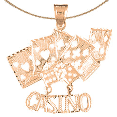 10K, 14K or 18K Gold Casino With Cards Pendant
