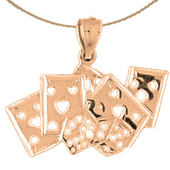 Colgante de dados y cartas de oro de 14K o 18K