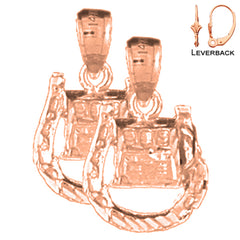 Pendientes de herradura con máquina tragamonedas de oro de 14 quilates o 18 quilates de 20 mm