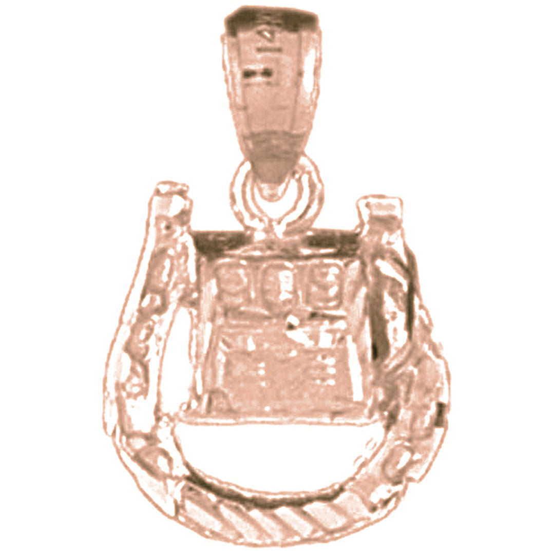 10K, 14K or 18K Gold Horseshoe With Slot Machine Pendant