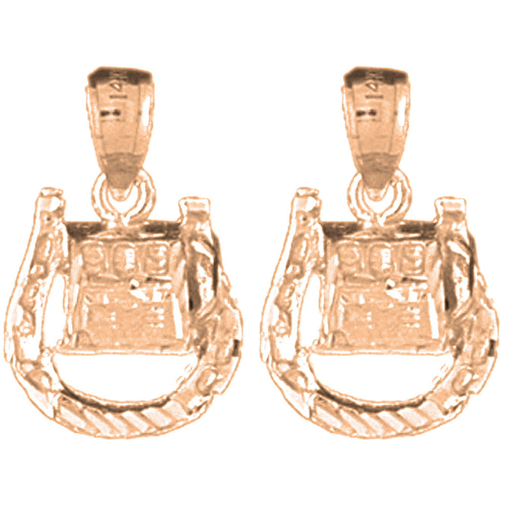 14K or 18K Gold 20mm Horseshoe With Slot Machine Earrings