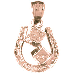 10K, 14K or 18K Gold Horseshoe With Dice Pendant