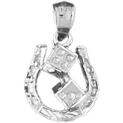 10K, 14K or 18K Gold Horseshoe With Dice Pendant