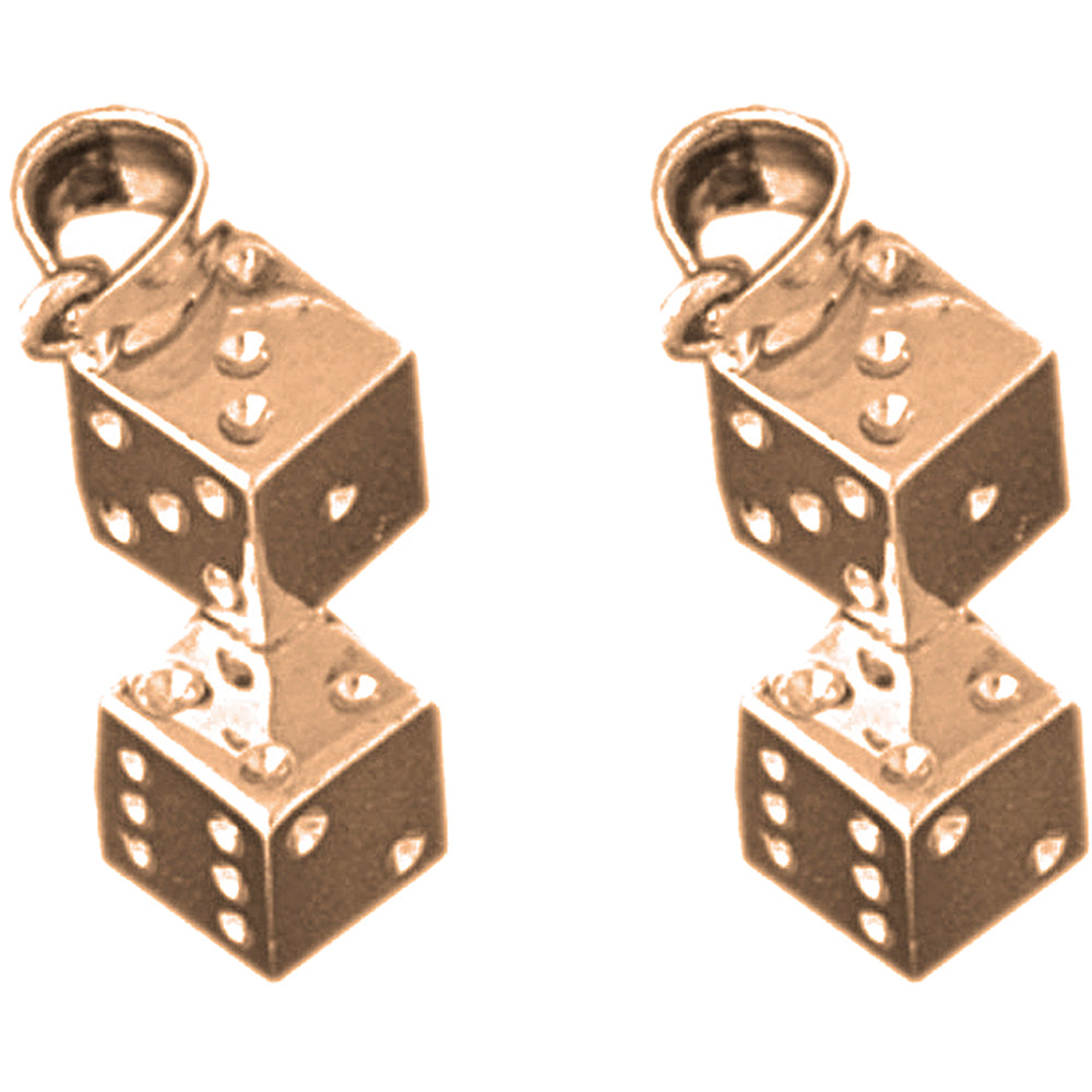 14K or 18K Gold 20mm Dice Earrings